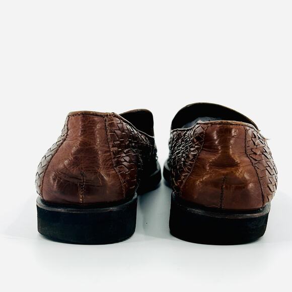 Vintage 80s Cole Haan Brown Woven Leather Loafers Made in Brazil main image 7